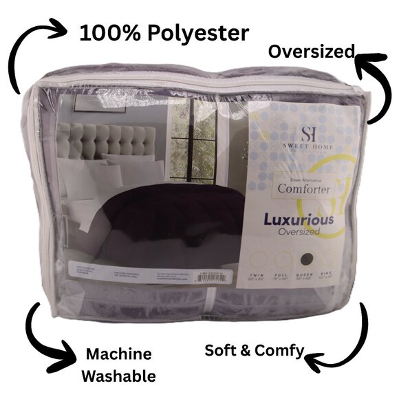 Queen Sweet Home Collection Luxurious oversized Comforter  - Eggplant - Picture 2 of 3